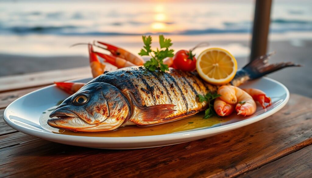 Cherne y gambas a la plancha Cherne y gambas a la plancha
