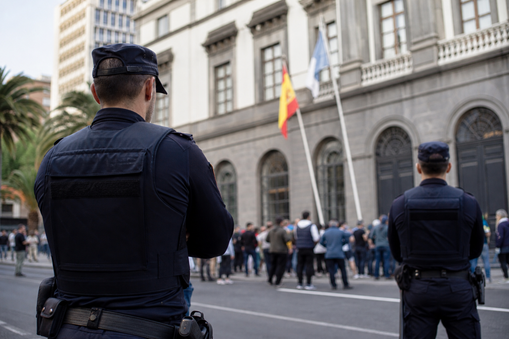 La Policía y las instituciones canarias refuerzan la vigilancia ante una convocatoria violenta en Santa Cruz de Tenerife